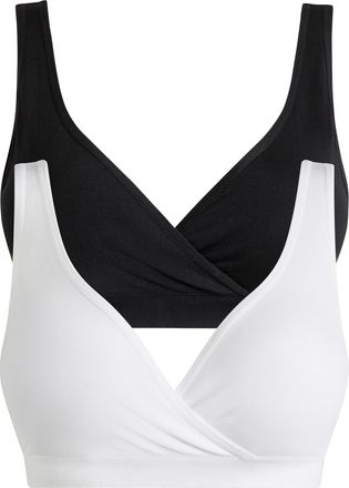 Bonprix Still-BH BONPRIX, Damen, Gr. M, N-Gr, schwarz (schwarz, wei&szlig;), Obermaterial: 93% Polyamid, 7% Elasthan, BHs Still-BH, im praktischen 2er-Pack, nahtlos