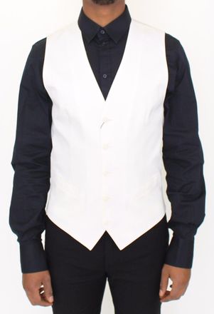 Dolce & Gabbana Mannen Wit Katoen Zijde Blend Jurk Vest Blazer