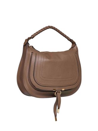 Chlo&eacute; Womens Shoulder Bag Marcie Deep Taupe Mud Calf Leather