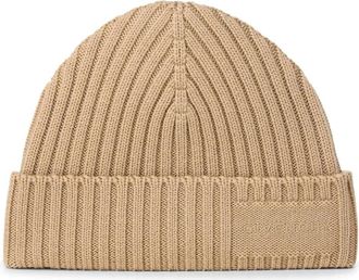Givenchy Accessoires, Dames, Beige, ONE Size, Wol, Wollen Beanie met Logo Borduursel
