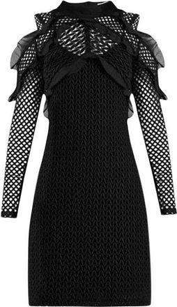 Self Portrait black lace embroidery cold-shoulder dress Size XS