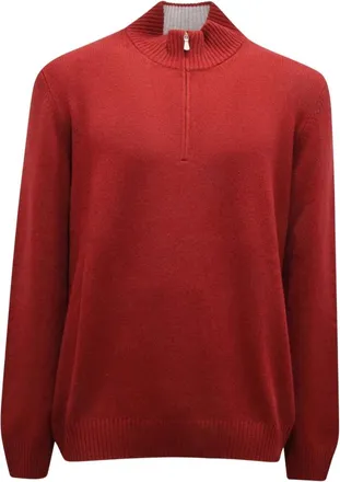 Gran Sasso Lupo Half Zip Jumper - male - Gran Sasso - Turtlenecks - Red - 2XL - Knitwear
