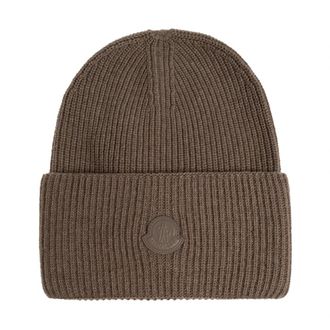 Moncler Wool Beanie - Dames - Hoeden - Bruin - ONE Size - Wol - Accessoires