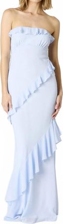 Cotton Candy L.A. Strapless Ruffle Tiered Maxi Dress In Sky Blue