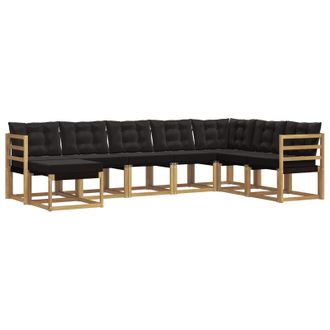 vidaXL Conjunto De Sof&aacute;s De Exterior Con Coj&iacute;n 8 Pcs Blanco Y Negro Vidaxl