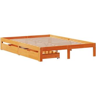 vidaXL Estructura Cama Con Cajones Madera Pino Marr&oacute;n Cera 140x190 Cm Vidaxl