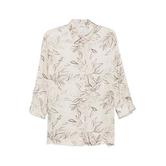 PESERICO Peserico, Shirts, female, Beige, Size: 2XL Floral Print Shirt