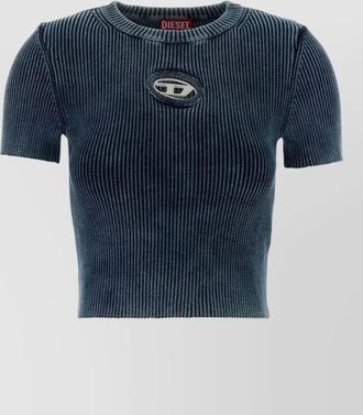 Diesel cotton ribbed cutout short-sleeve t-shirt