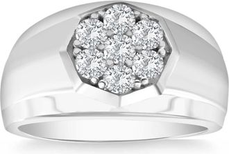 Pompeii3 1Ct Mens 7 Stone Diamond Ring in 14k Gold Lab Grown