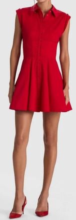 Alice & Olivia Kim Corset Shirt Dress In Red
