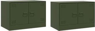 vidaXL Tv Cabinets 2 pcs Olive Green 67x39x44 cm Steel Vidaxl