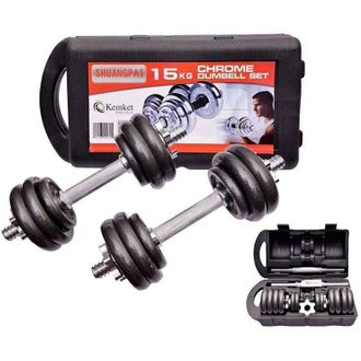 Trade Shop Trade Shop Traesio - Set Manubri Regolabili Ghisa Da 15 Kg Per Bodybuilding Fitness Sollevamento Pesi
