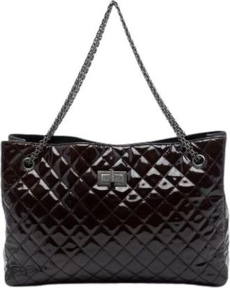 Chanel Pre-owned Patent Leather Tote Bag - Dames - Vintage Schoudertas - Bruin - ONE Size - Leer - Vintage