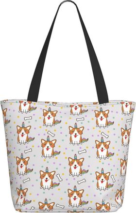 AOOEDM Cute Cartoon Unicorns Corgi-Dogs Ladies Shopping Bag 13x11x7in.The Perfect ValentineS Day Gift.It Is The Best ValentineS Day Gift For Mom, Daughter, W