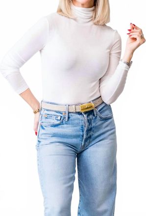 Closed High Neck Long Sleeve Top In White