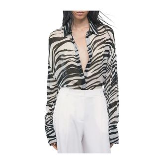 Patrizia Pepe Camicia trasparente con stampa zebra - - Blouses & Shirts - Donna - Bianco - S