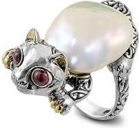 Samuel B. Sterling Silver & 18K Gold Cat Pearl Ring in White at Nordstrom Rack, Size 7