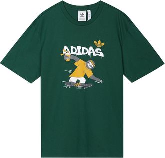 adidas originals Cartoon Printing Round Neck Short Sleeve Forest Green HB2741