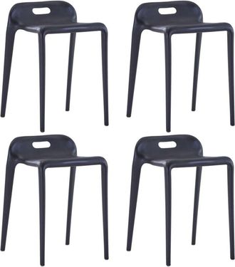 vidaXL Sgabelli Impilabili 4 pz Neri in Plastica - Vidaxl
