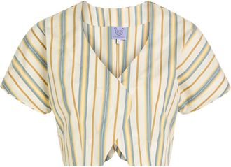 Thierry Colson Bianca Striped Cotton-poplin Blouse - Yellow - S (UK8-10 / S)