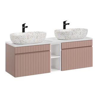 Petits Meubles Mueble lavabo 140 cm 2 nichos estratificado Rosado