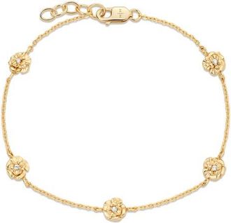 Made by Mary Cubic Zirconia Birthstone Flower Station Bracelet in Gold January at Nordstrom, Size 7