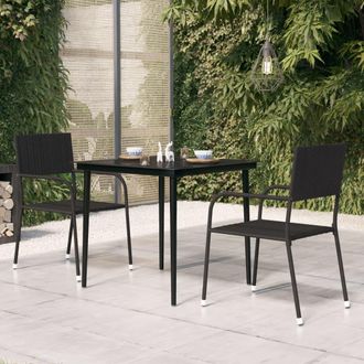 vidaXL Mesa De Comedor De Jard&iacute;n Acero Y Vidrio Negra 80x80x74 Cm Vidaxl