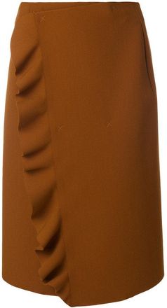 Msgm caramel brown ruffled wrap skirt Size M