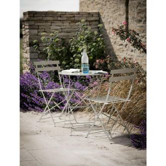 Garden Trading Outdoor Indoor Rive Droite Patio Bistro Set Chairs Clay Steel