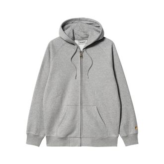Carhartt Work in Progress Grijze Hooded Chase Jas - Heren - Vesten met rits - Grijs - L - Hoodies & sweatvesten