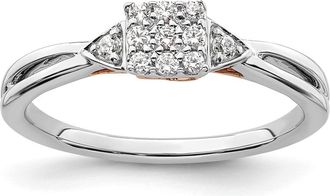 Diamond2Deal 14k Two-tone Lab Grown Diamond Wedding Band Ring 0.16Ct Clarity- VS Color- G-H