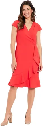 London Times Ruffled Draped Skirt Sheath Dress In Cayenne