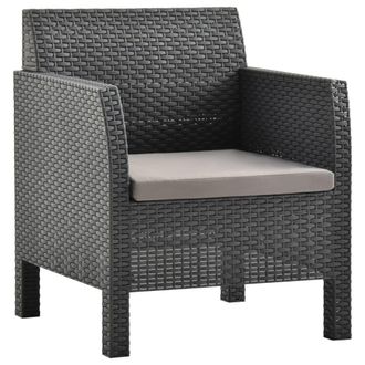 vidaXL Vidaxl - Silla De Jard&iacute;n Con Coj&iacute;n Antracita 63x65x76 Cm Rat&aacute;n Pp