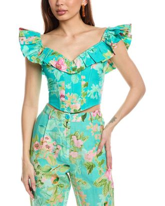 Hemant & Nandita Azra Linen-Blend Corset Top