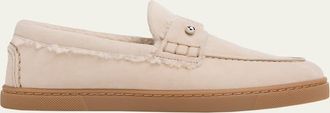 Christian Louboutin Chambeliboat Donna Shearling-Lined Suede Red Sole Boat Shoes