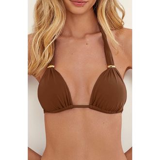 Vix Bia Tube Solid Halter Bikini Top in Brown at Nordstrom, Size Xx-Large