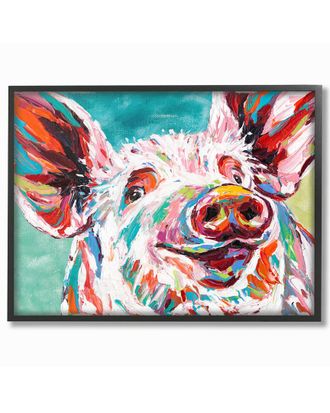 Stupell Industries Brightly Painted Pig By Carolee Vitaletti Framed Art
