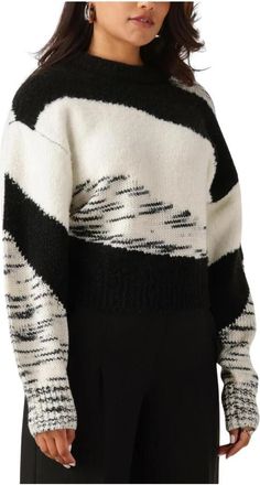 Another Label Kleurrijke Gebreide Trui voor de Herfst - Dames - Ronde hals truien - Zwart - XS - Truien & Vesten