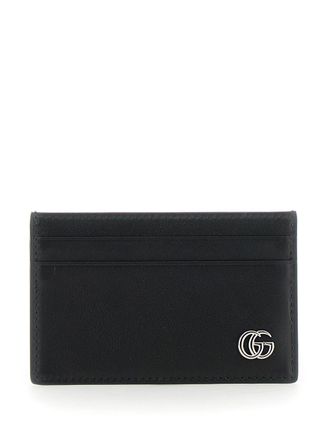 Gucci GG Plate Calf Leather Card Case - Black