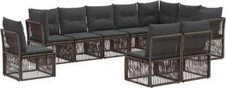 vidaXL Conjunto De Sof&aacute;s De Jard&iacute;n 10 Uds. Gris Rat&aacute;n Sint&eacute;tico Vidaxl