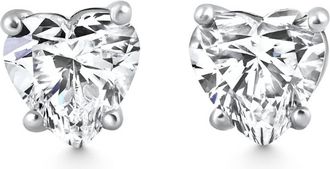 Pompeii3 2Ct TW Heart Shape Diamond Studs Lab Grown 14k White Gold