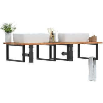 vidaXL Vidaxl - Estante De Lavabo De Pared Acero Y Madera Maciza De Acacia