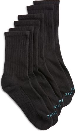 Hue Air Cushion Assorted 3-Pack Crew Socks in Black at Nordstrom