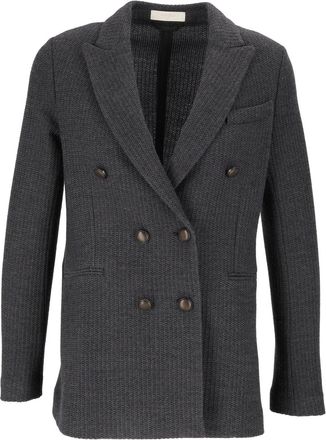 Circolo 1901 Textured Knit Metal Button Double-Breasted Blazer
