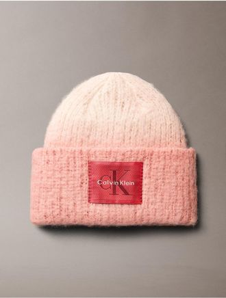 Calvin Klein Womens Monologo Ombre Rib Beanie - Pink - OS