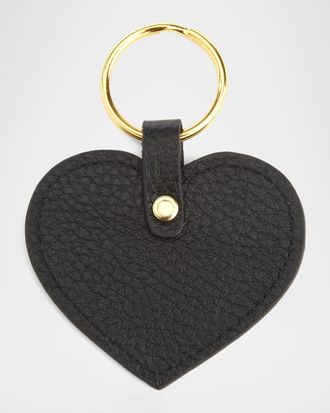 Royce Leather Monogrammed Leather Heart-Shaped Key Chain, Personalized