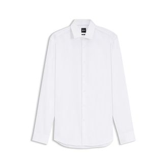 BOSS Slim-fit cotton shirt with mini monogram jacquard