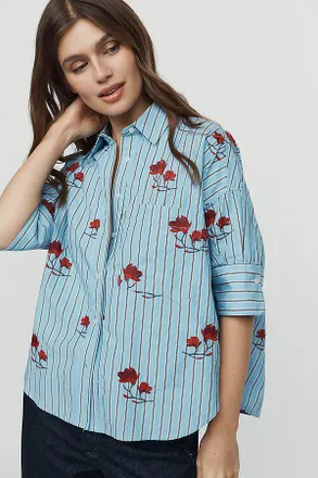 Maeve Mabel 100% Cotton Embroidered Buttondown Shirt