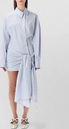 The Attico urban striped mini dress draping