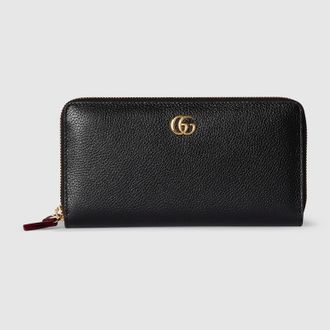 Gucci Bi-color GG Marmont Zip Around Wallet, Black, Leather